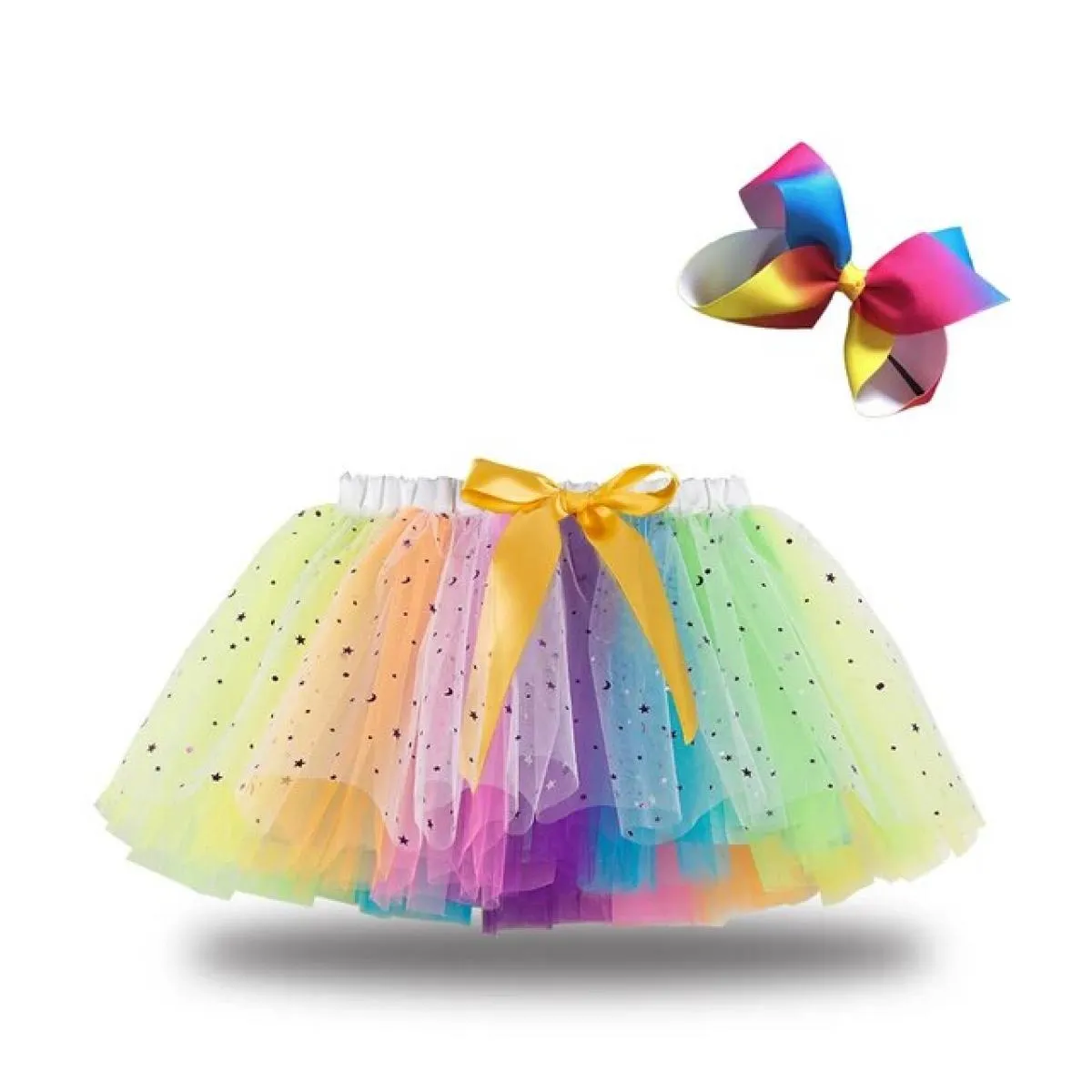 2023 nuova gonna tutu arcobaleno maglia estiva vestiti per bambina tulle ragazze festa danza colorata Mini Pettiskirt balletto c