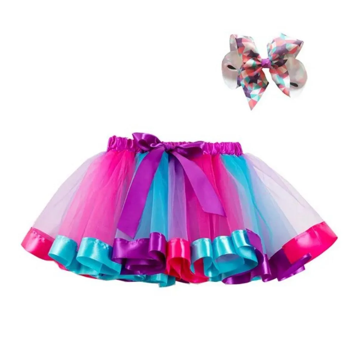 2023 nuova gonna tutu arcobaleno maglia estiva vestiti per bambina tulle ragazze festa danza colorata Mini Pettiskirt balletto c