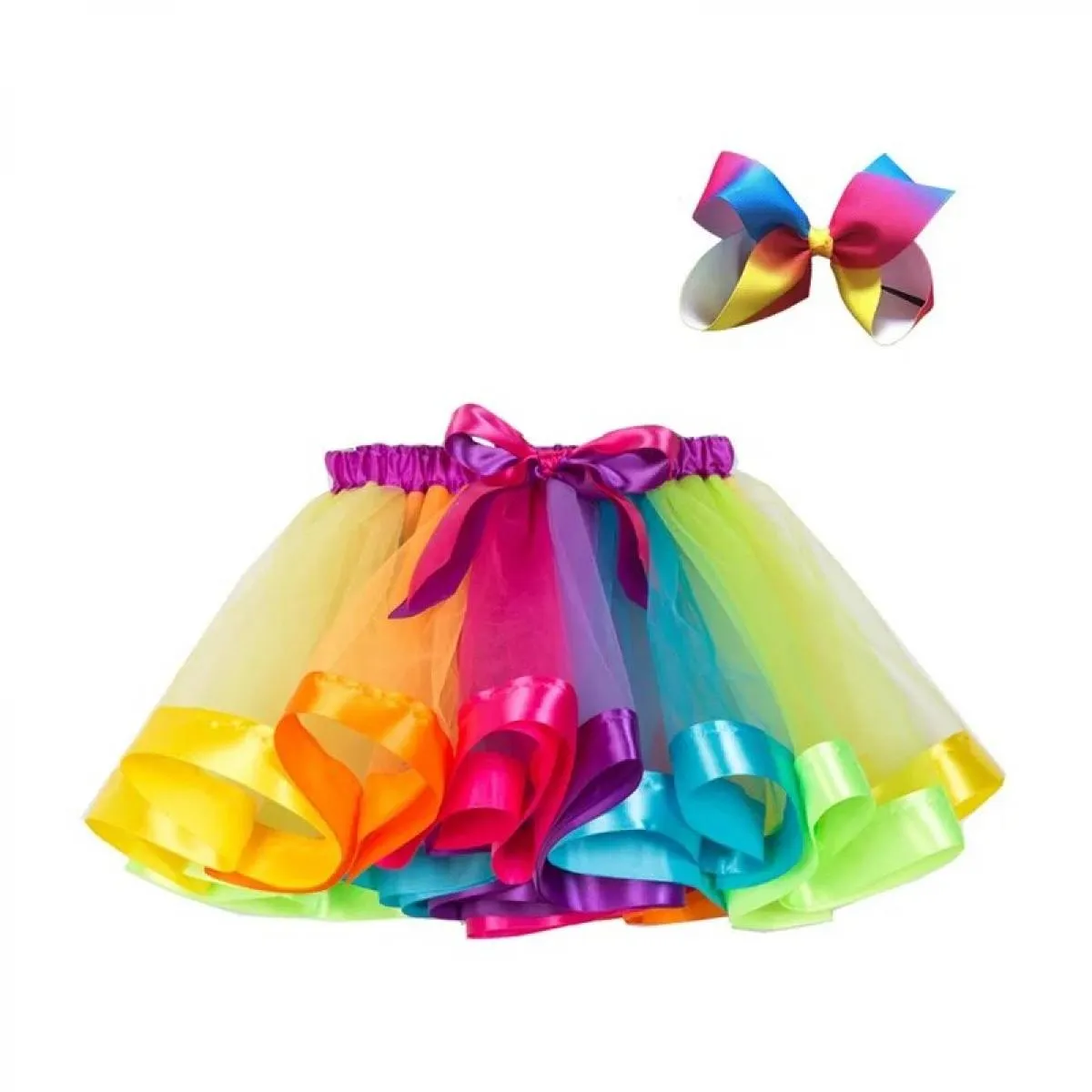 2023 nuova gonna tutu arcobaleno maglia estiva vestiti per bambina tulle ragazze festa danza colorata Mini Pettiskirt balletto c