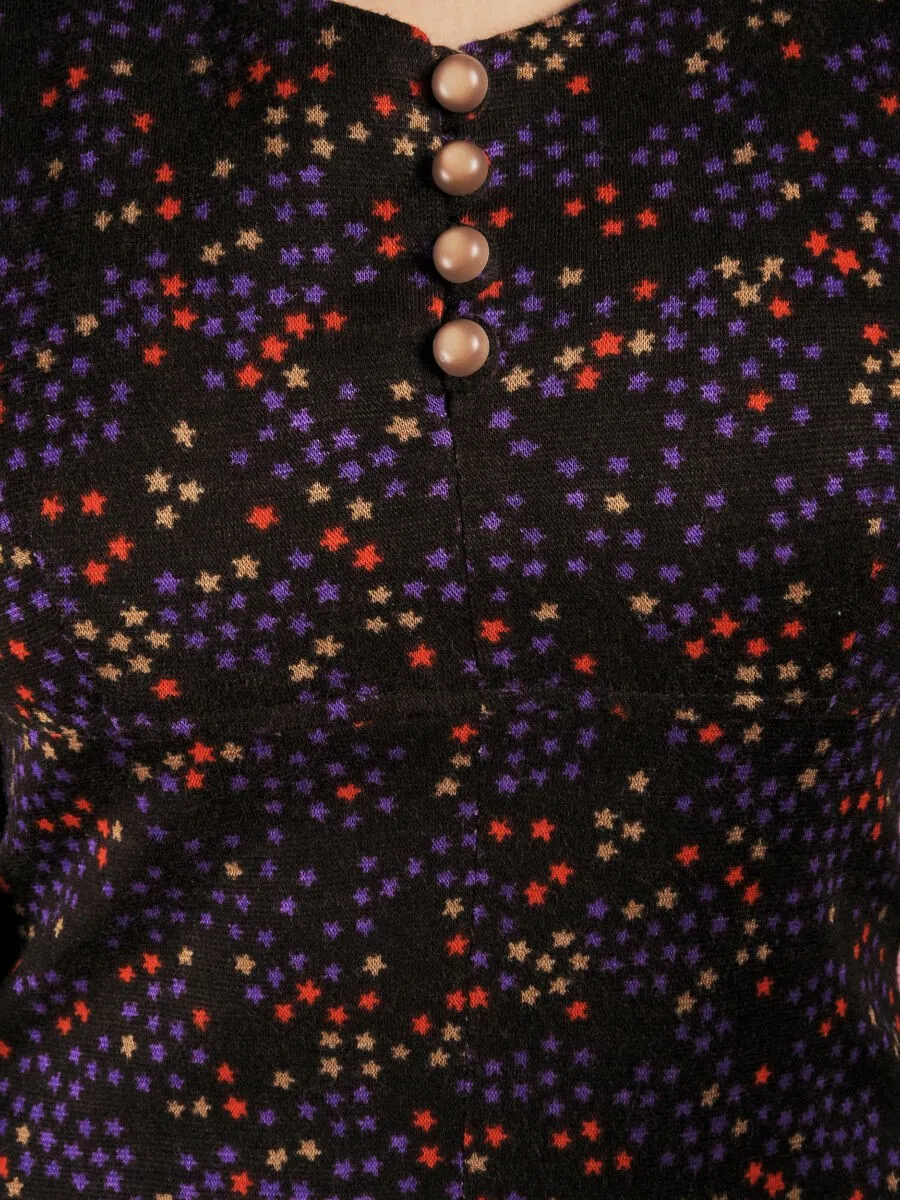 Abito lungo sartoriale anni ’70 stampa stelline