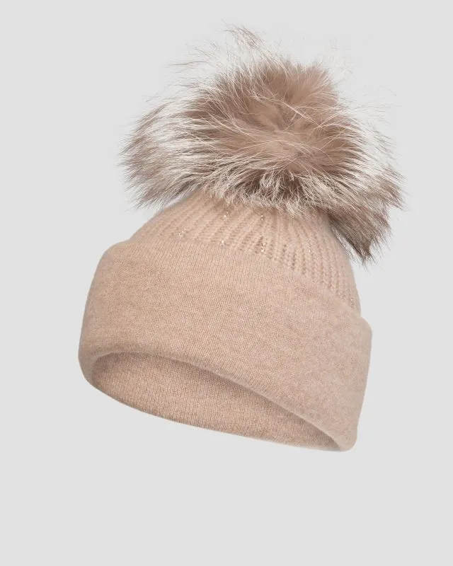 Berretto marrone in cashmere da donna William Sharp
