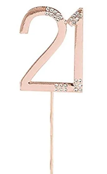 Cake topper numero 21 oro rosa 5,5 cm