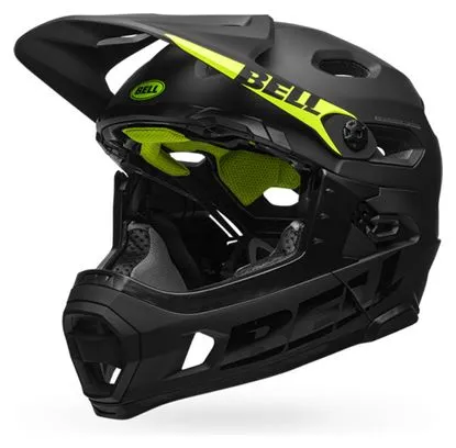 Casco con Mentoniera Rimovibile Bell Super DH Mips Nero Mat Verde Fluorescente 2021