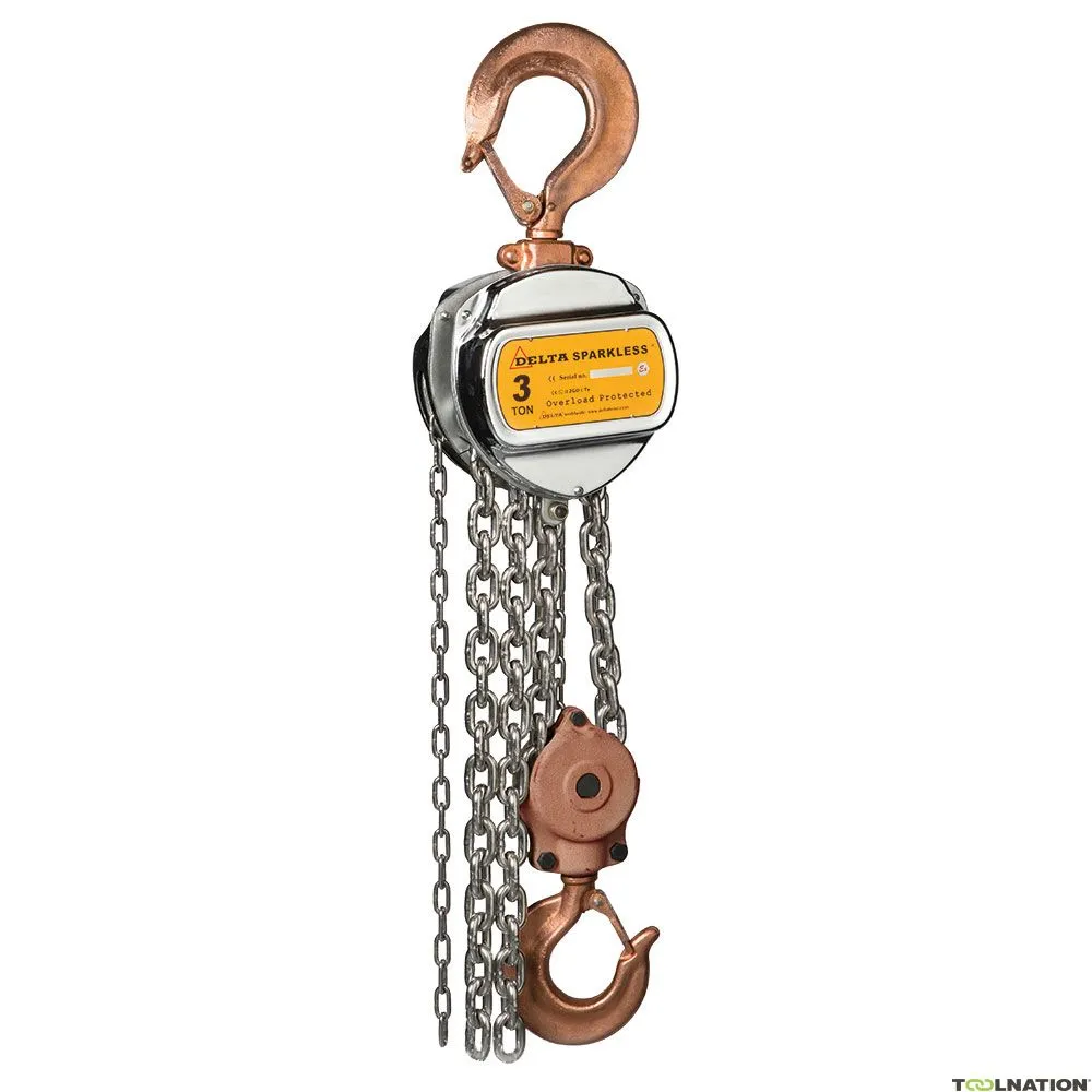 Delta DC.0.06603006 Paranco a catena manuale senza scintille - ATEX zona 2 - 3 tonnellate - 6 metri