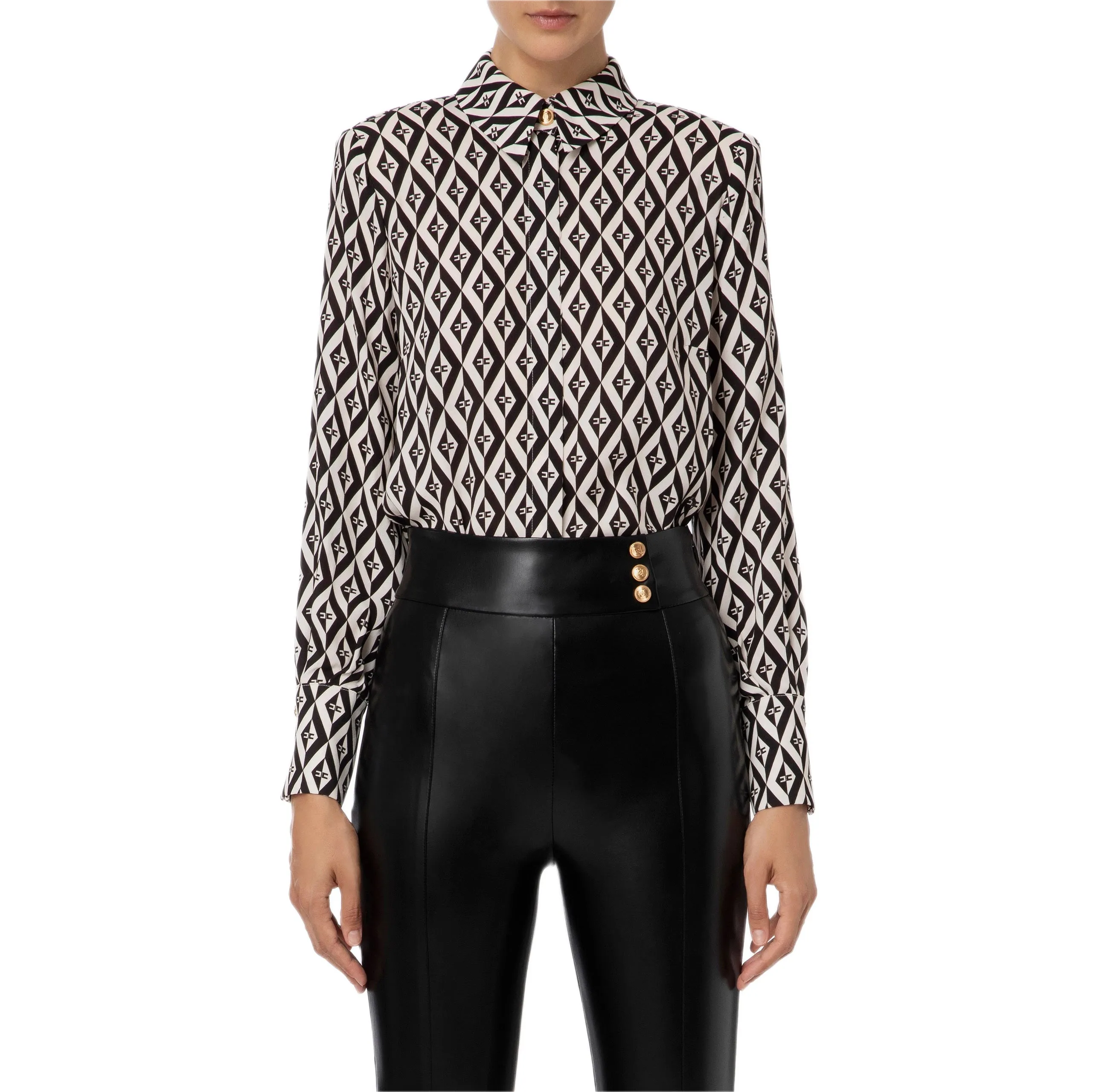 ELISABETTA FRANCHI CAMICIA IN VISCOSA STMPA ROMBI