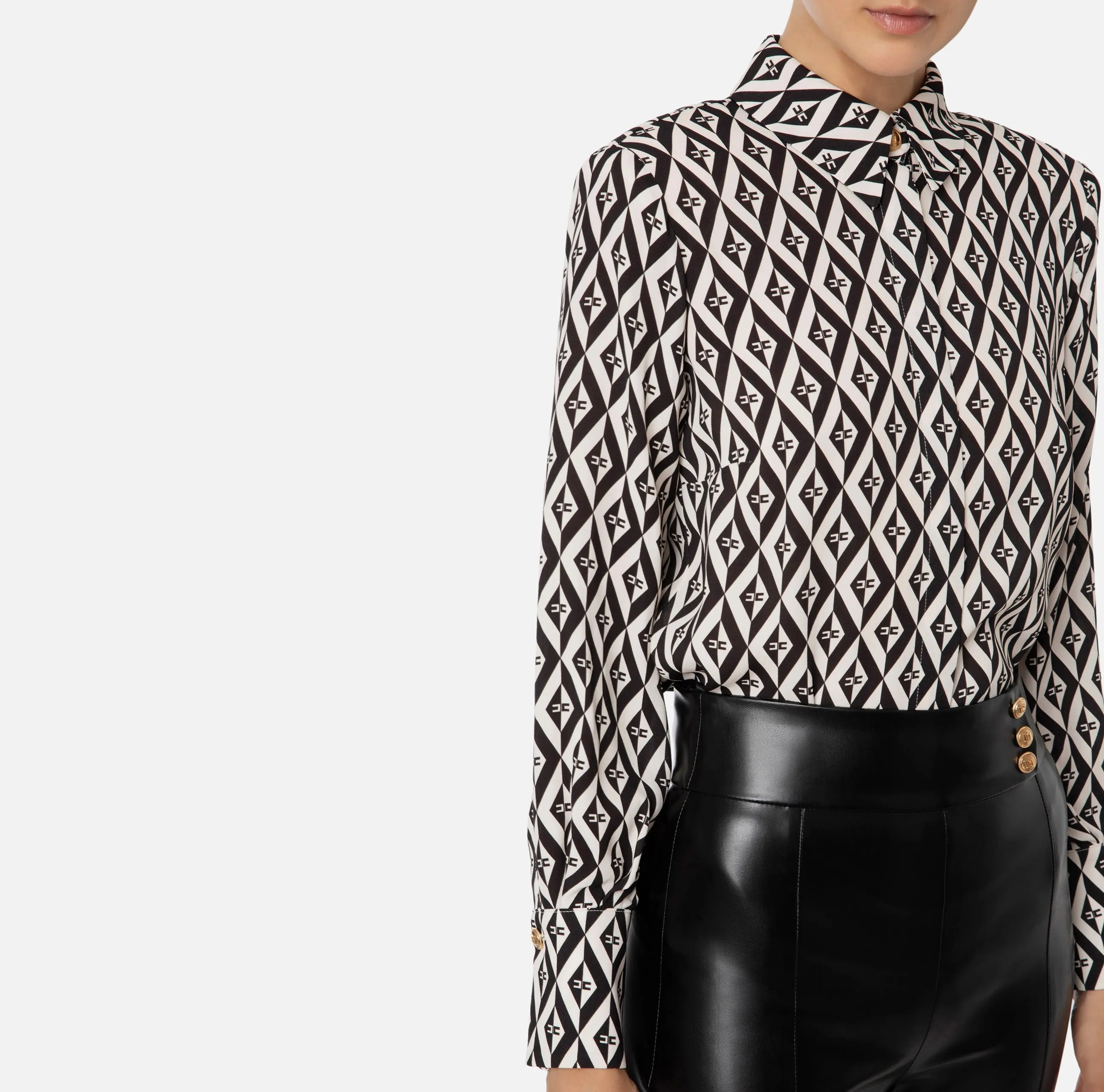 ELISABETTA FRANCHI CAMICIA IN VISCOSA STMPA ROMBI