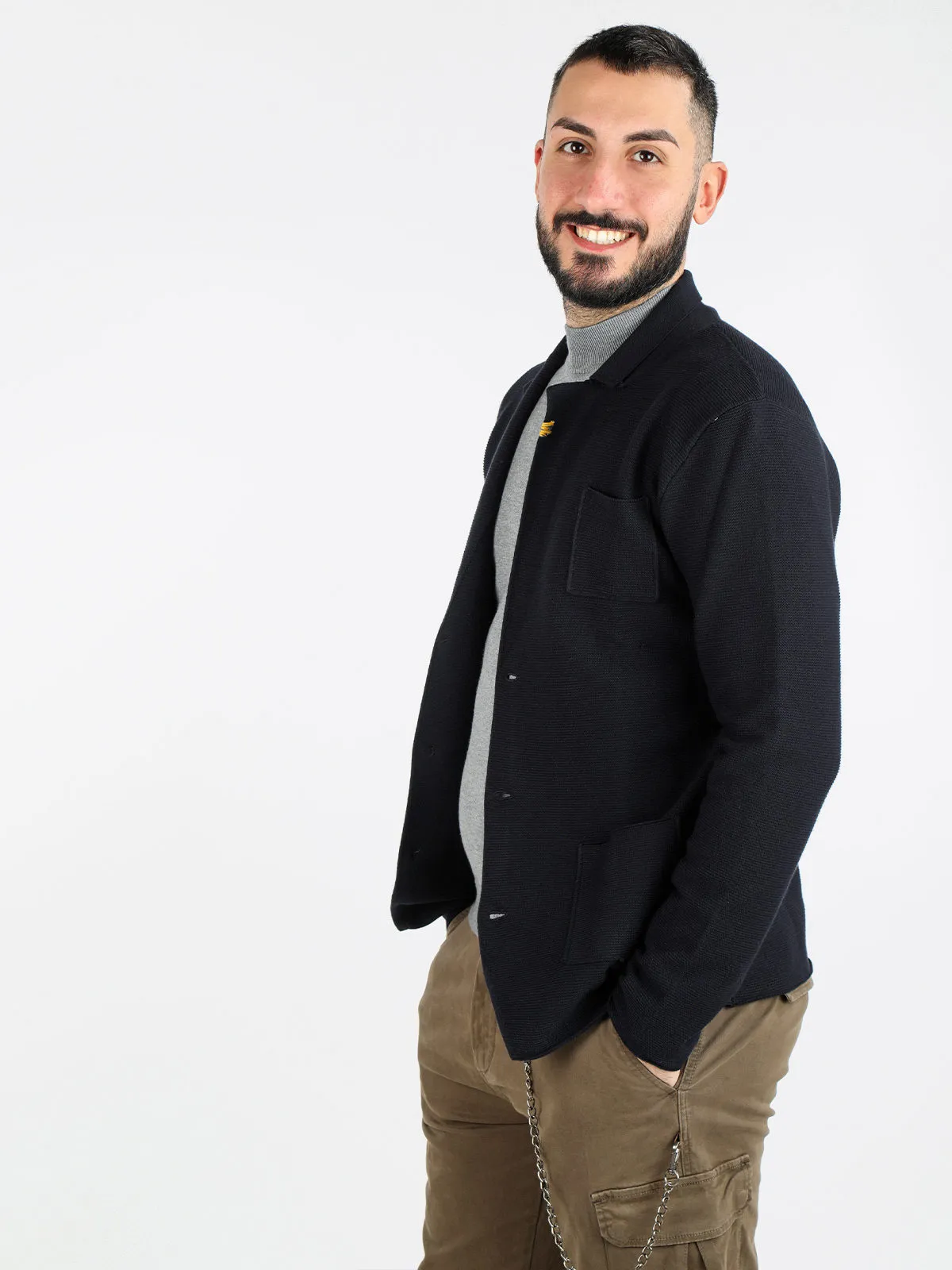 Enos Jeans Veste homme légère en coton mélangé avec boutons