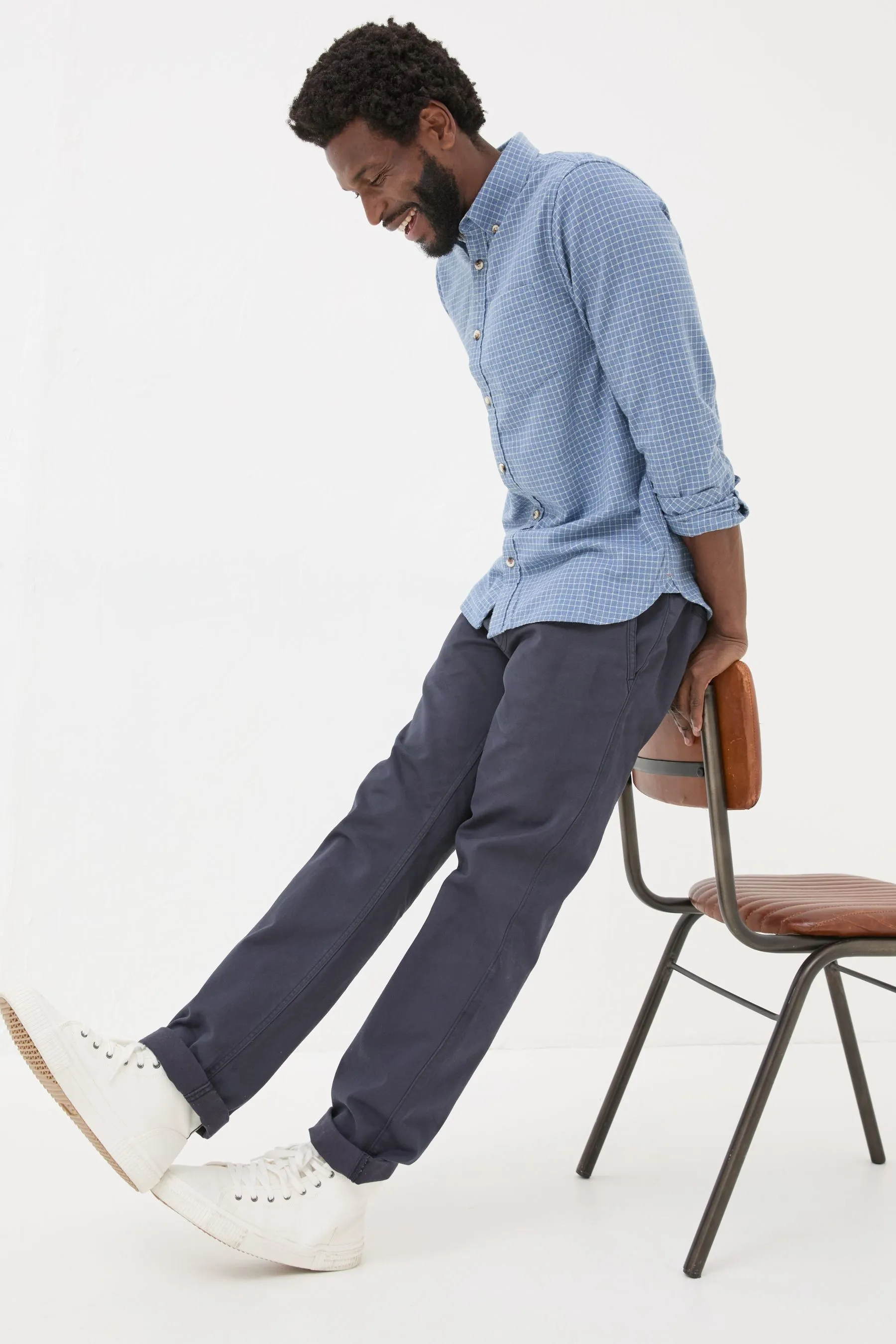 FatFace Manica lunga Grantham Grid Check 100% Cotone Camicia    