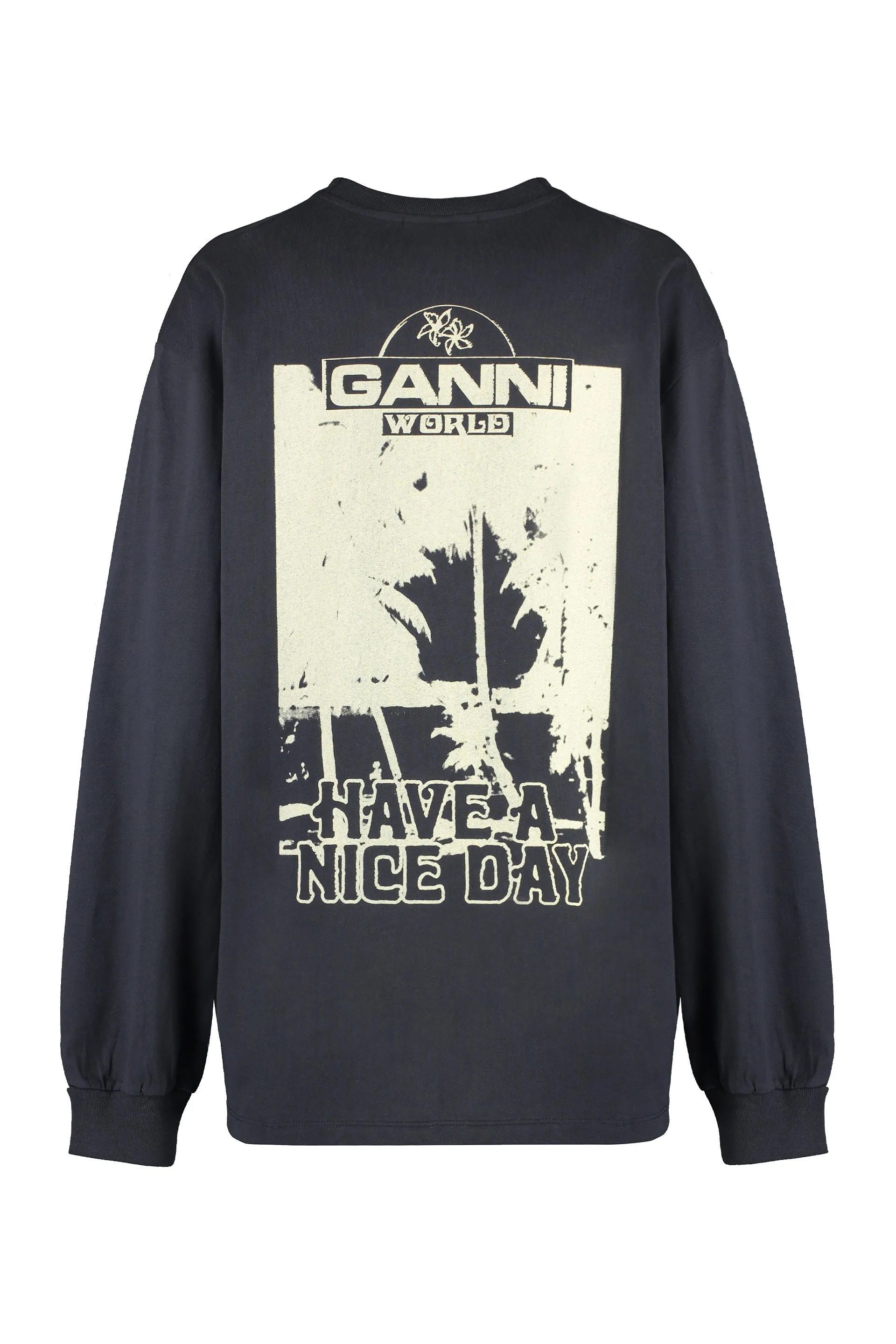 GANNI T-shirt a maniche lunghe in cotone