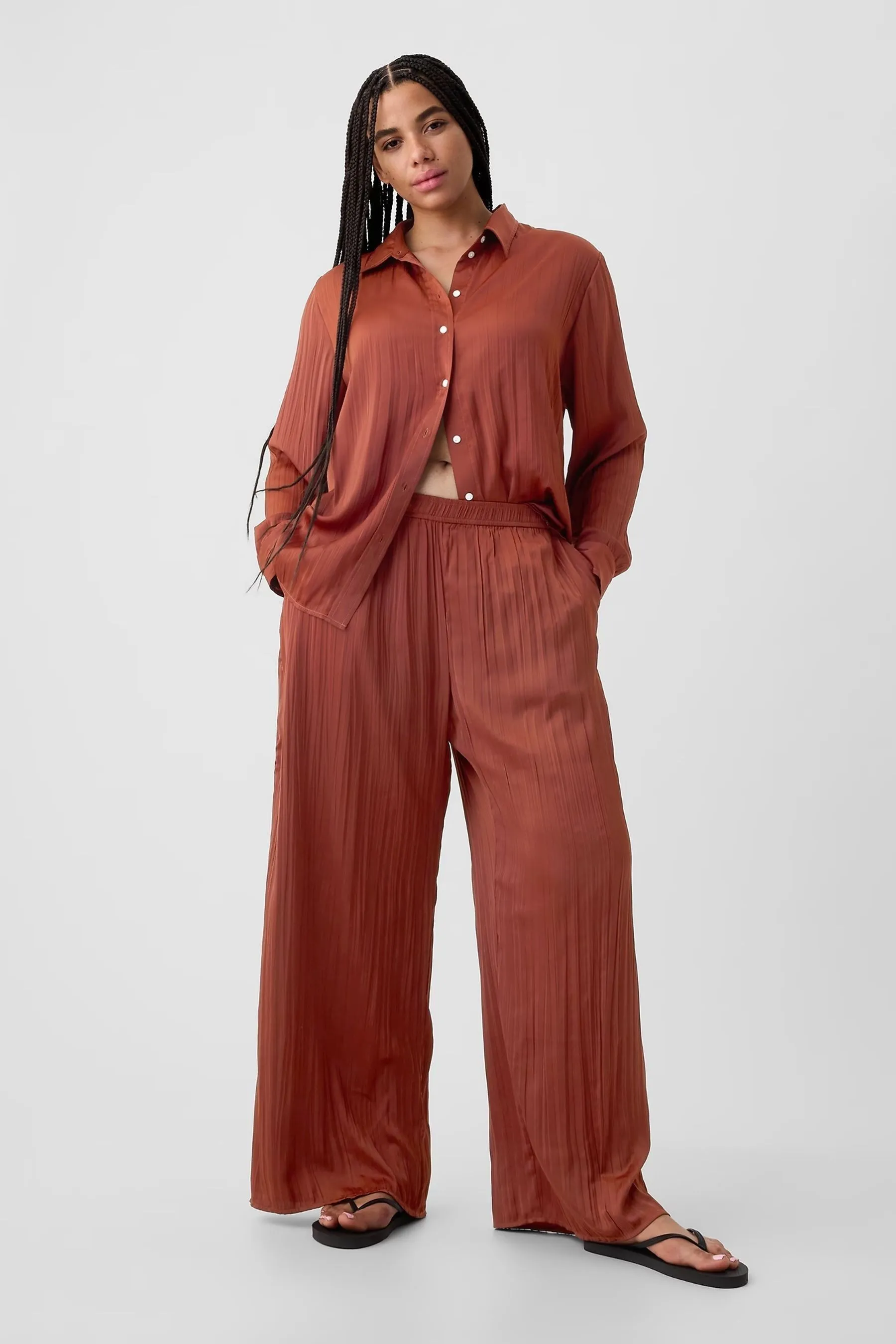 Gap Crinkle Texture Satin Trousers    