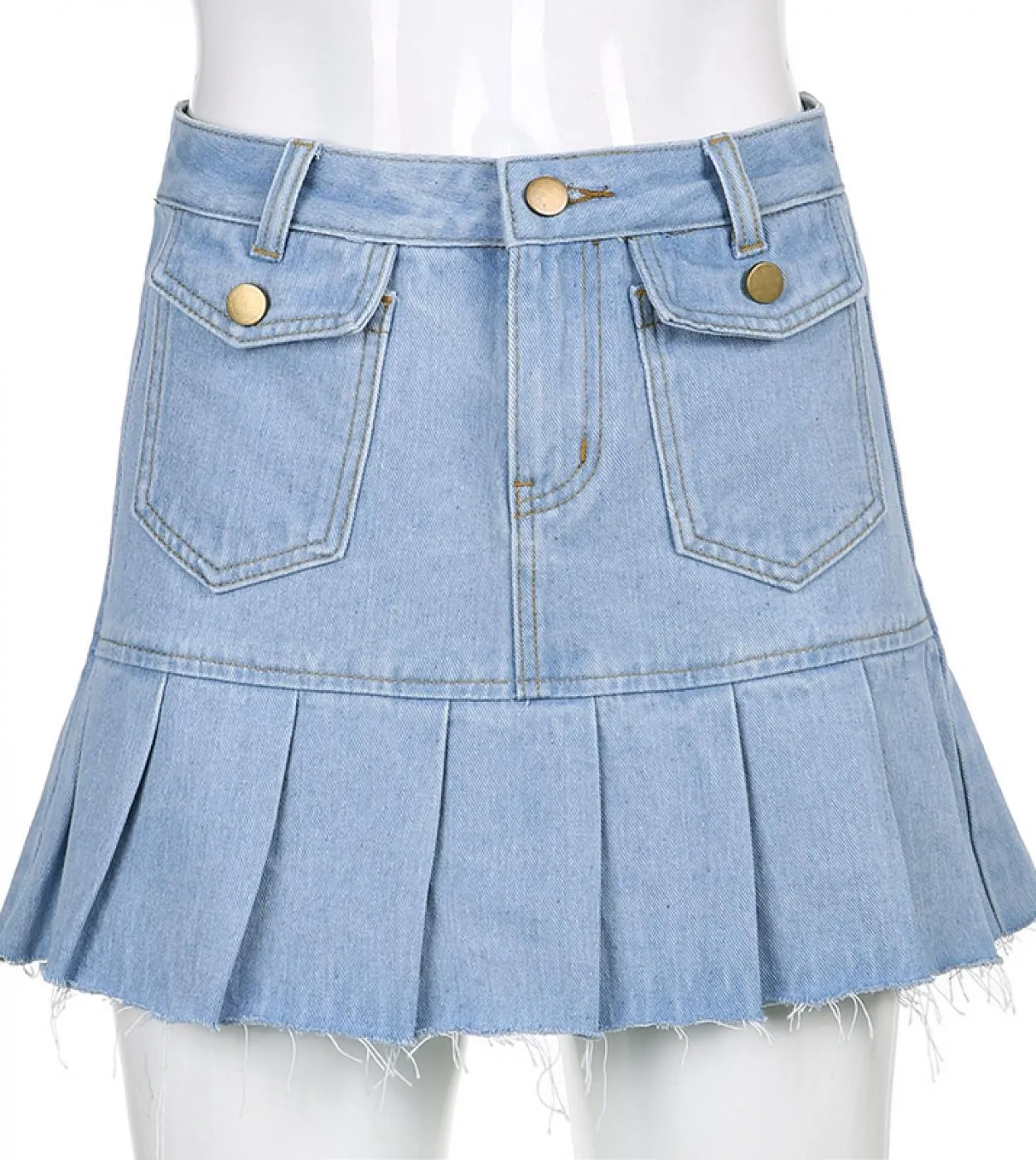 Gonna a pieghe in denim Kawaii Harajuku  Jeans Gonne Donna Vita alta Fondo Minigonna da ragazza stile Preppy casual femminile