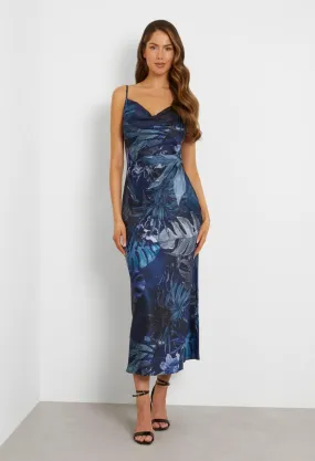 GUESS  abito sottoveste fantasia blu
