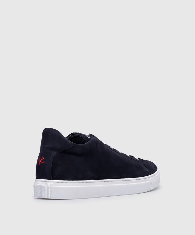 ISAIA Sneakers in camoscio blu con logo SNG018GOAT5