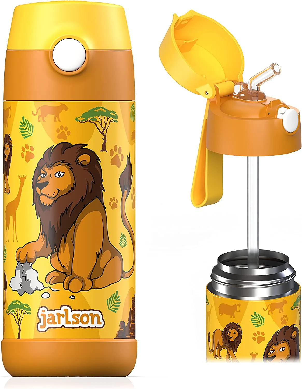 Jarlson Borraccia Bambini Acciaio Inox, Bottiglia Termica, Senza BPA, Bottiglia Acqua con Cannuccia, Termos 350 ml (Astronauta, 