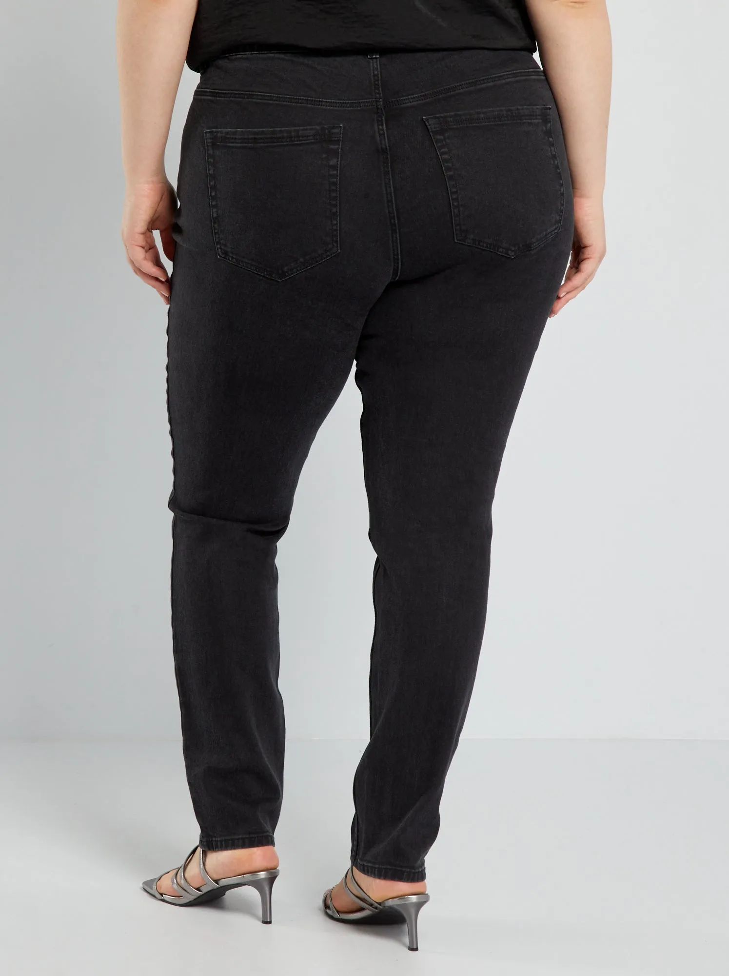 Jeans slim a vita alta - L32 - NERO