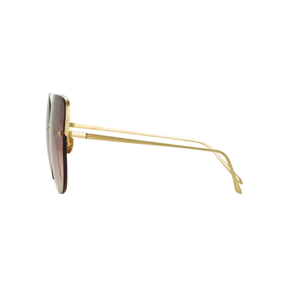 Linda Farrow - Occhiali da Sole Cat-Eye Loni in Oro Chiaro e Bordeaux - LFL1099C5SUN - Linda Farrow Eyewear