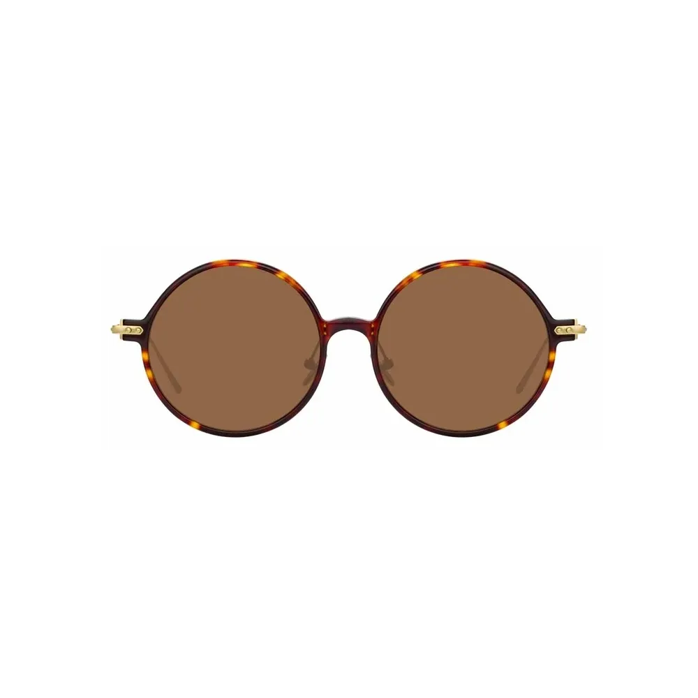 Linda Farrow - Occhiali da Sole Rotondi Linear Savoye C10 in Tartaruga - LF09C10SUN - Linda Farrow Eyewear