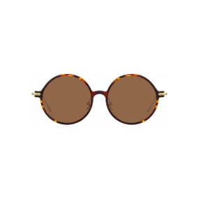 Linda Farrow - Occhiali da Sole Rotondi Linear Savoye C10 in Tartaruga - LF09C10SUN - Linda Farrow Eyewear