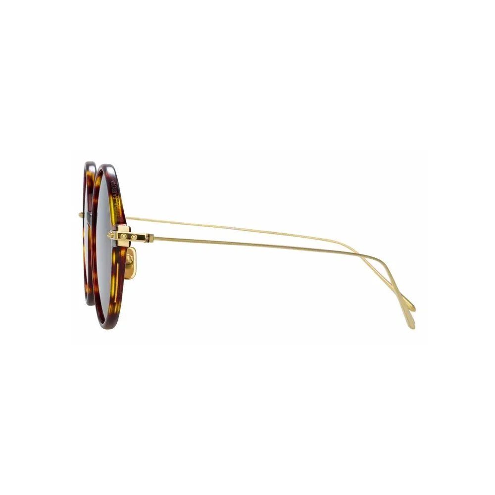 Linda Farrow - Occhiali da Sole Rotondi Linear Savoye C10 in Tartaruga - LF09C10SUN - Linda Farrow Eyewear