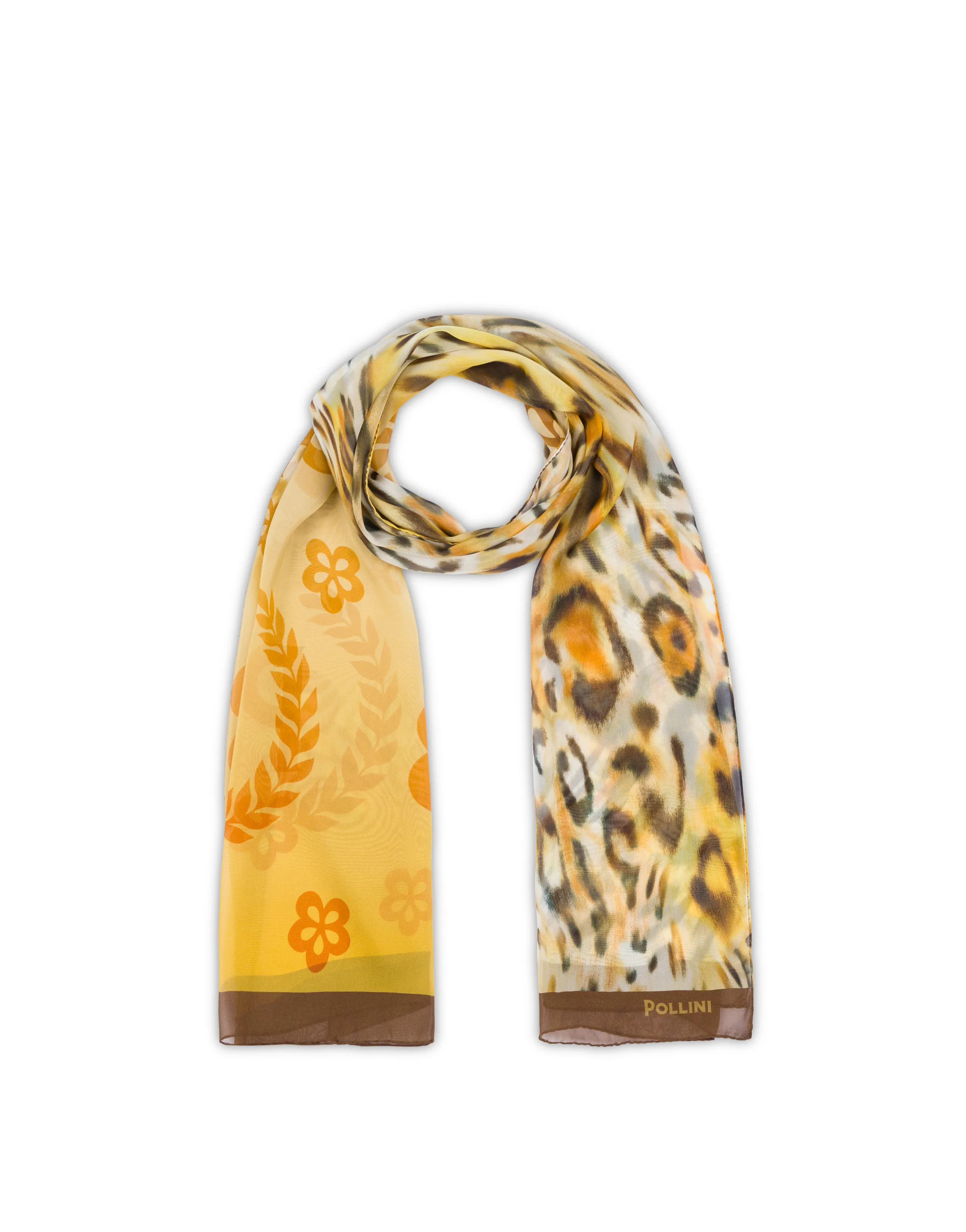     Linea Pollini Stola In Seta Con Stampa Animalier Giallo