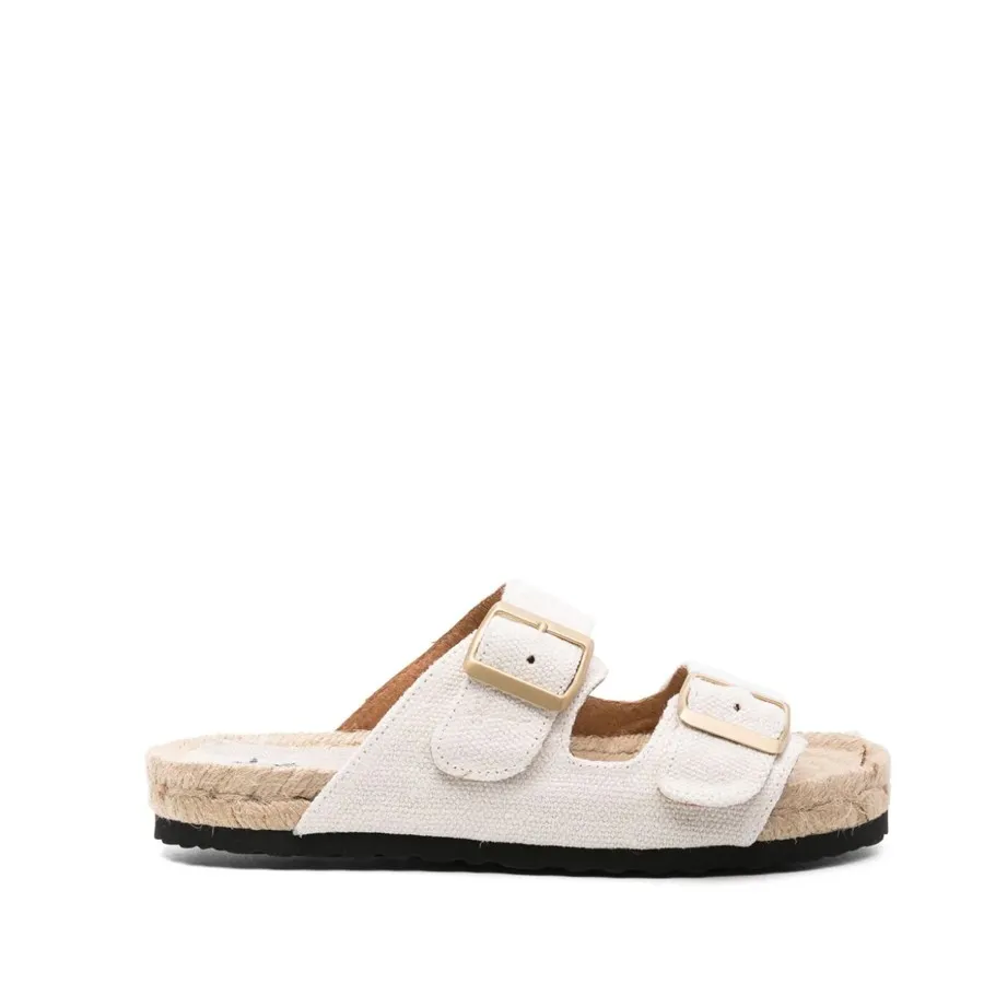MANEBI' sandalo con fibbie in canapa bianco