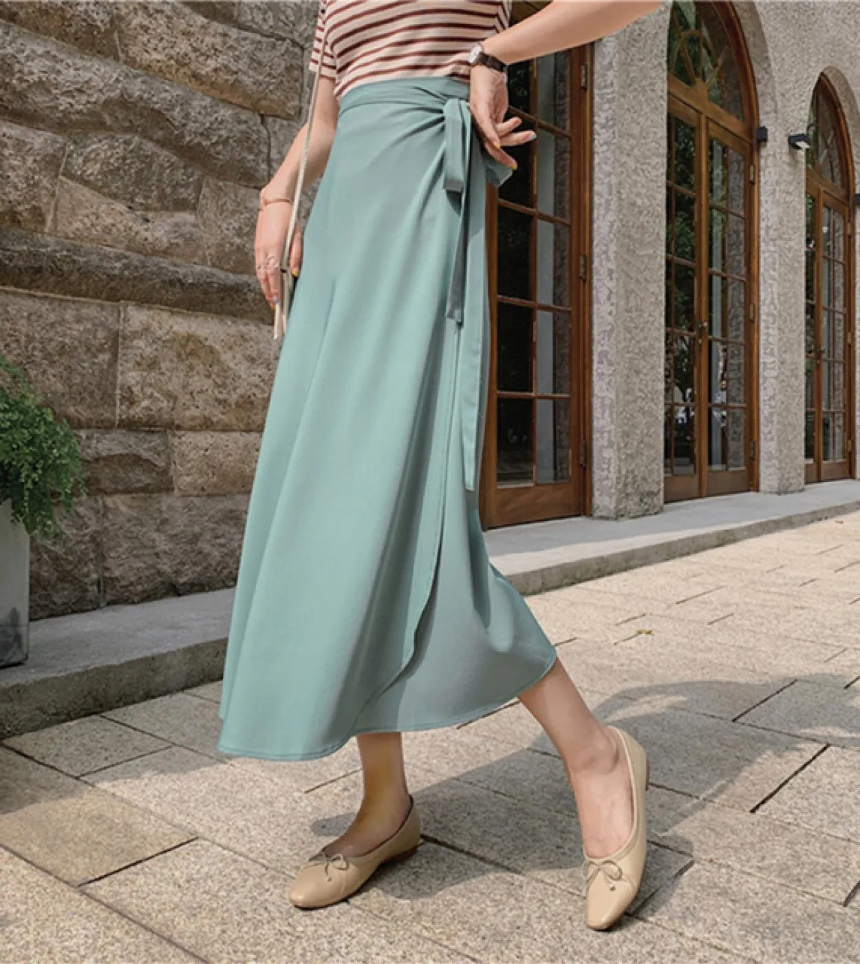 Moukyun Elegante gonna da spiaggia Donna Estate Chiffon Una linea Midi Gonne Faldas Ladies Side Split Ombrello casual a vita alt