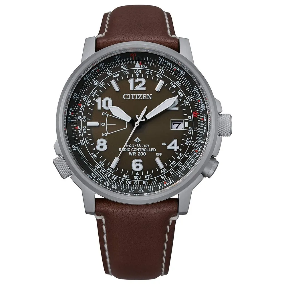 Orologio Eco Drive Citizen in Acciaio e Pelle | Radiocontrollato – Pilot – CB0240-29X