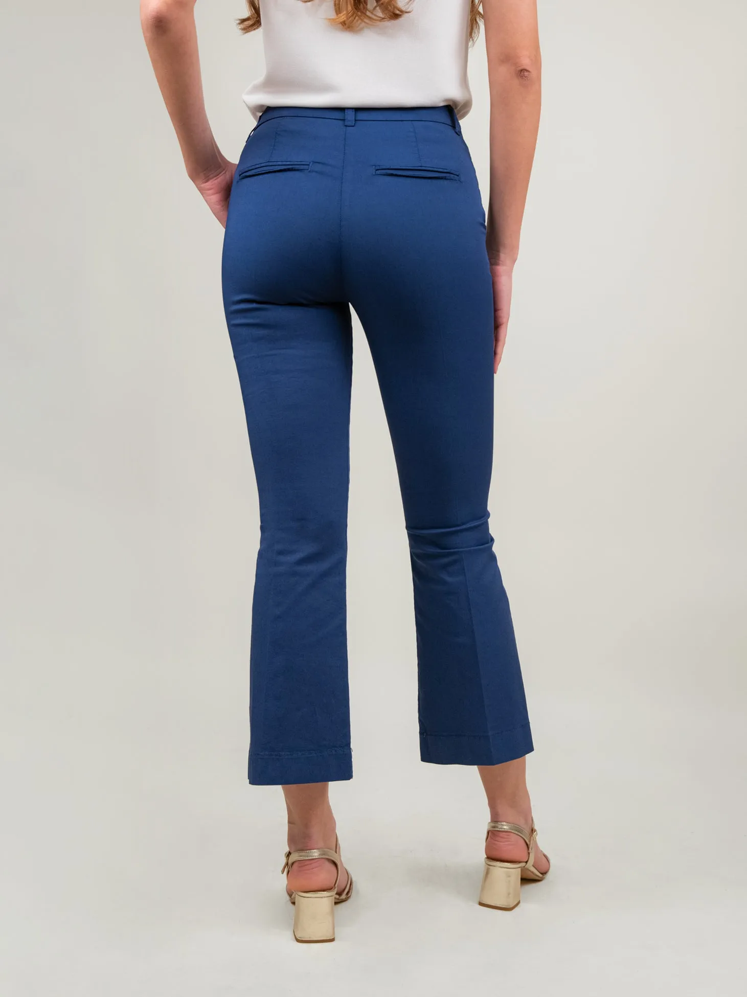 PANTALONE A TROMBETTA IN COTONE BLU