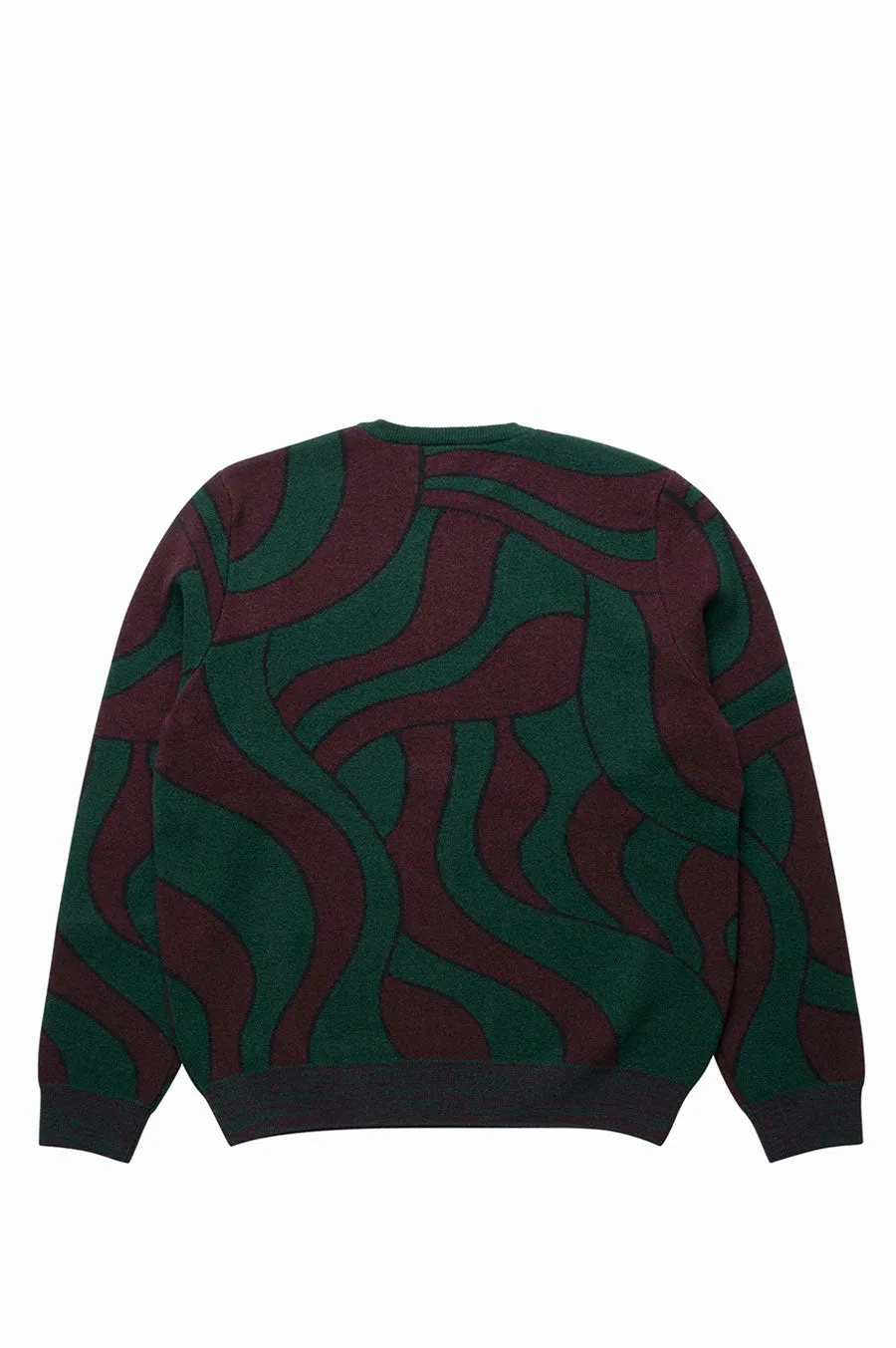 PARRA DISTORTED WAVES KNITTED PULLOVER PINE GREEN