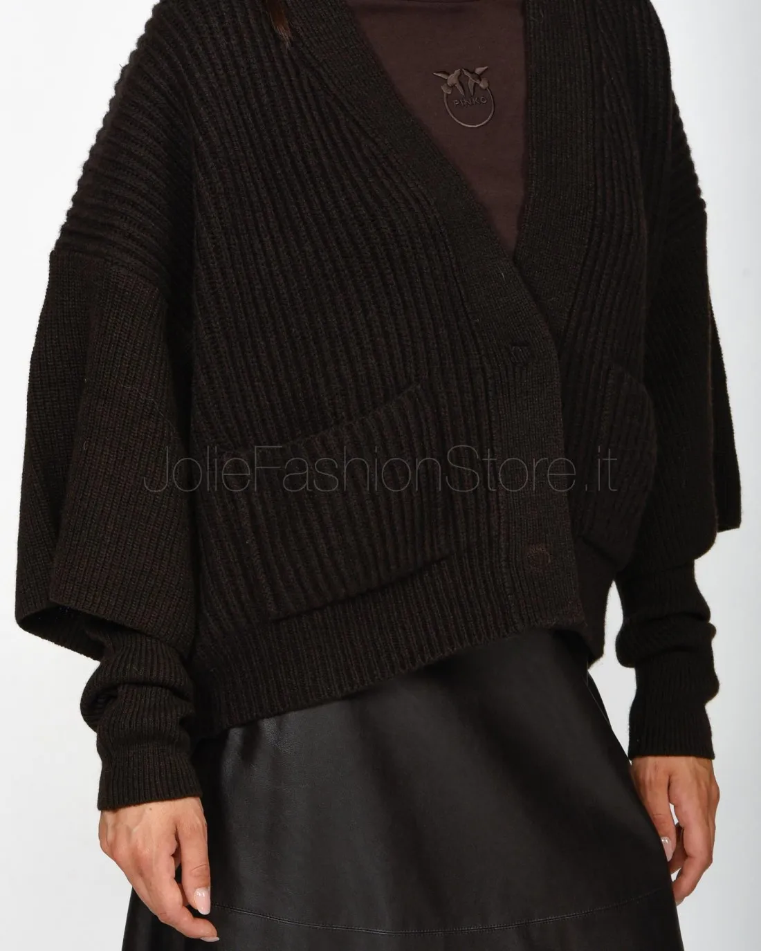 ---------------  ---------------  ---------------  ---------------  --------------Pinko BRIOSO CARDIGAN WARM WOOL CACH BROWN BEY