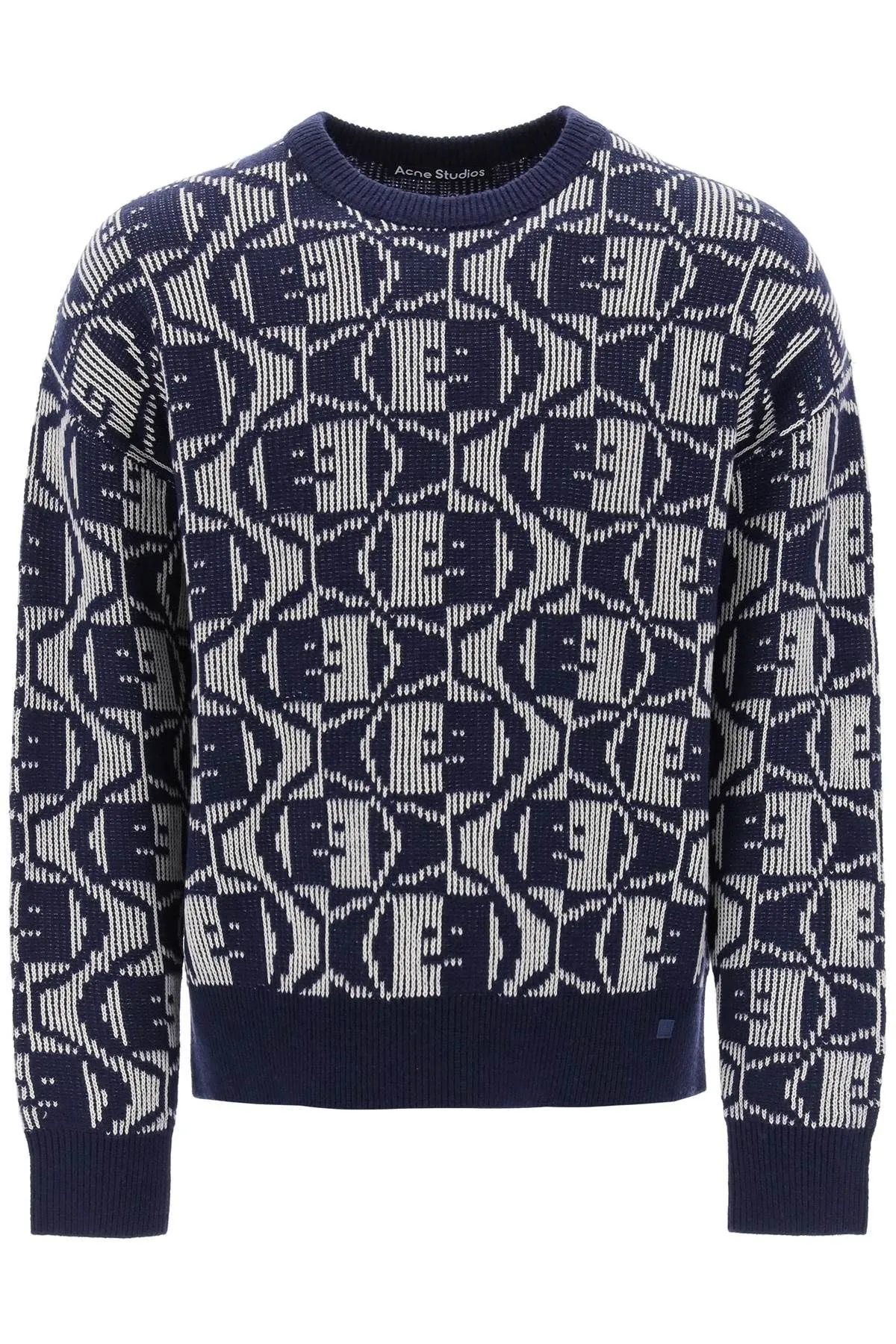 Pullover girocollo Face jacquard