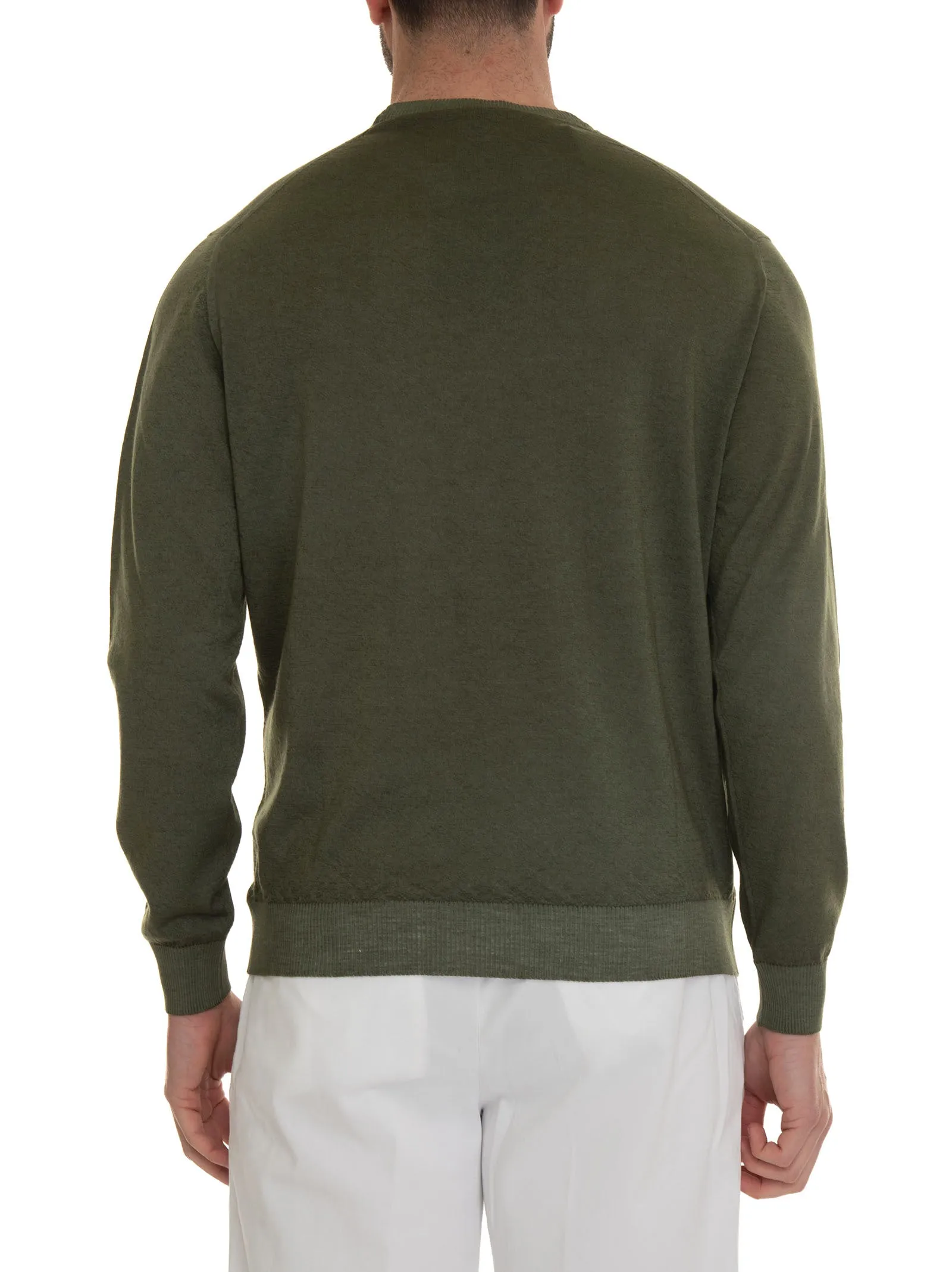 Pullover girocollo Verde Kiton Uomo