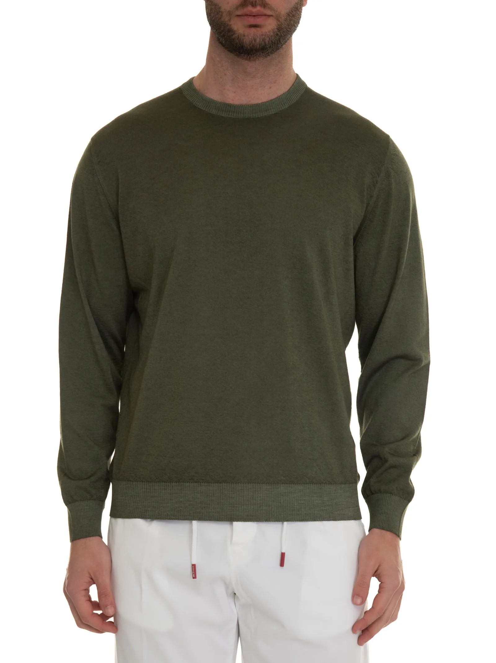 Pullover girocollo Verde Kiton Uomo