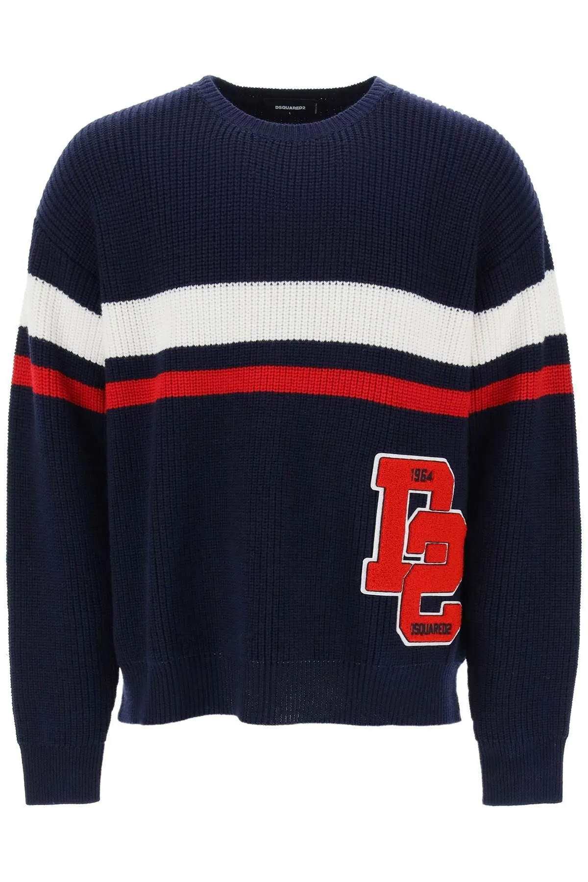 Pullover in lana con patch varsity