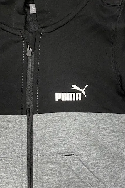 Puma Power junior full zip sweatshirt 849234-51 black-medium grey