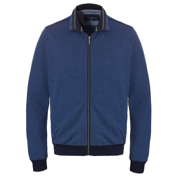 R.B. Boston - Cardigan con zip mini dot Blu