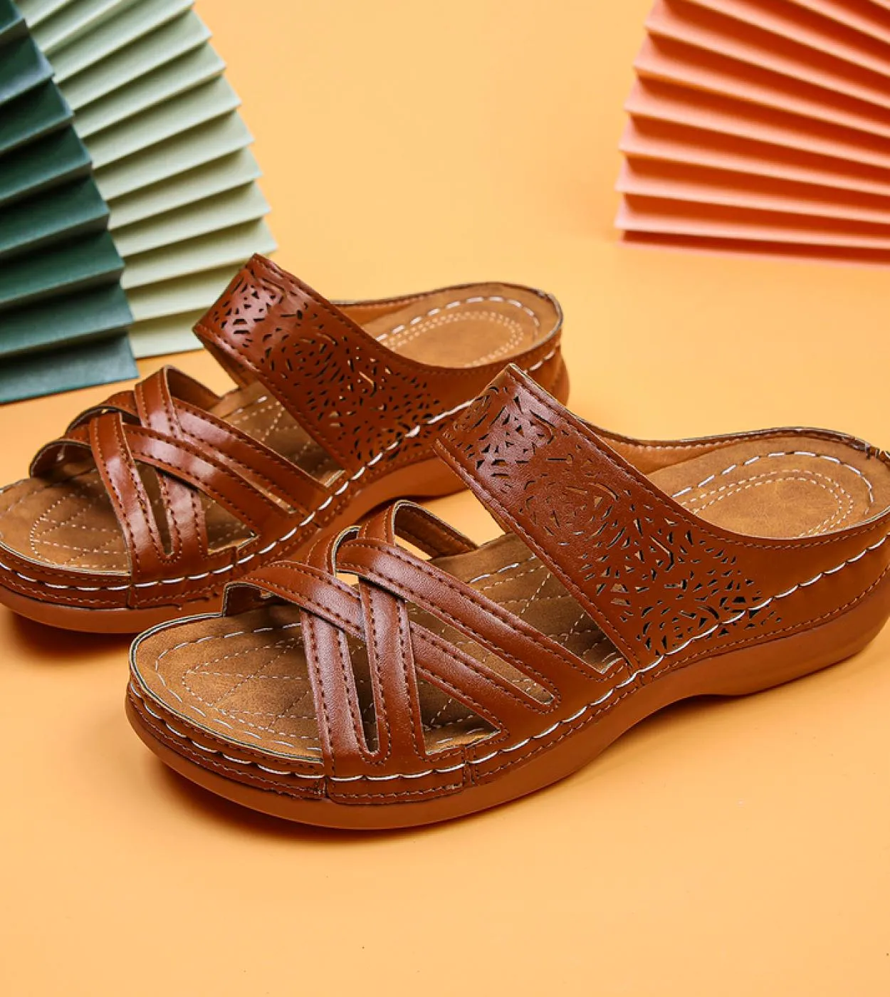 Rimocy Zeppe estive Pantofole da esterno Donna Sandali con plateau antiscivolo vintage Donna Taglie forti 43 Scarpe da spiaggia