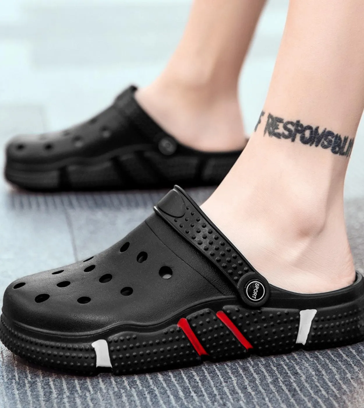 Sandali da uomo estivi Antiscivolo Zoccoli resistenti allusura Scarpe da giardino Scarpe con foro Pantofole Baotou allaperto S