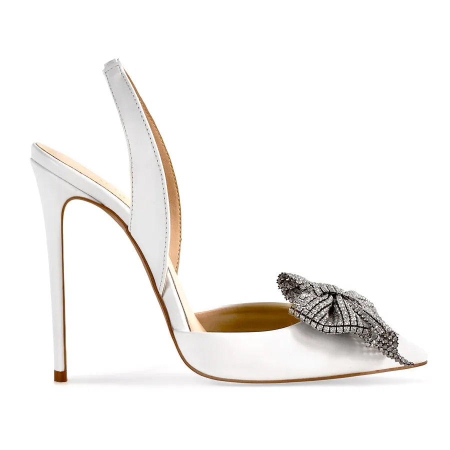 Sandalo pelle bianca/ fiocco gioiello – COD. 39299 