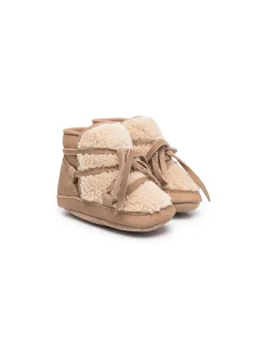Stivaletti primi passi per neonati Donsje Pina beige con fiocco