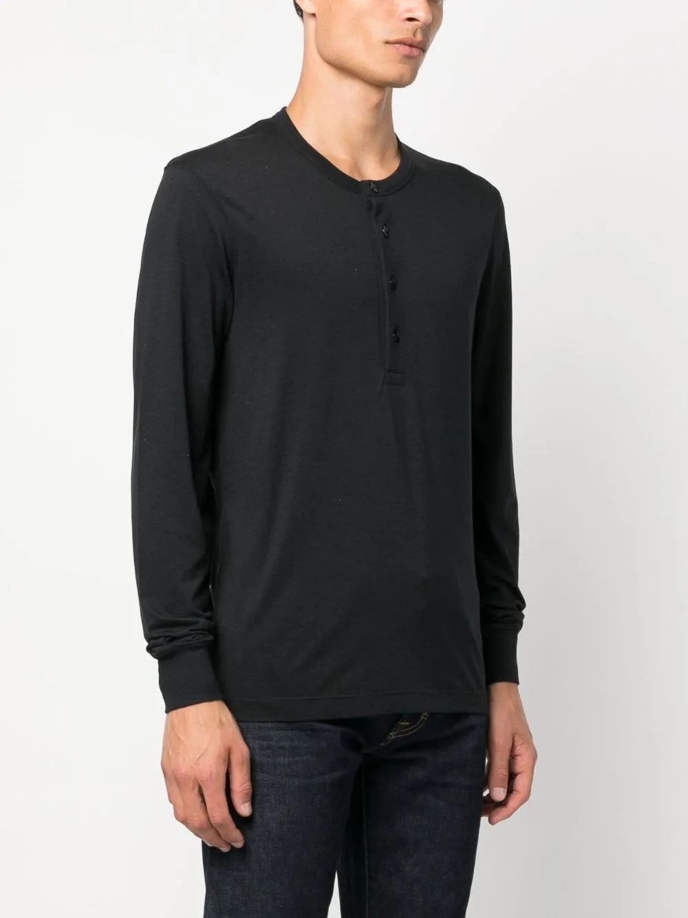 T-shirt a maniche lunghe Henley