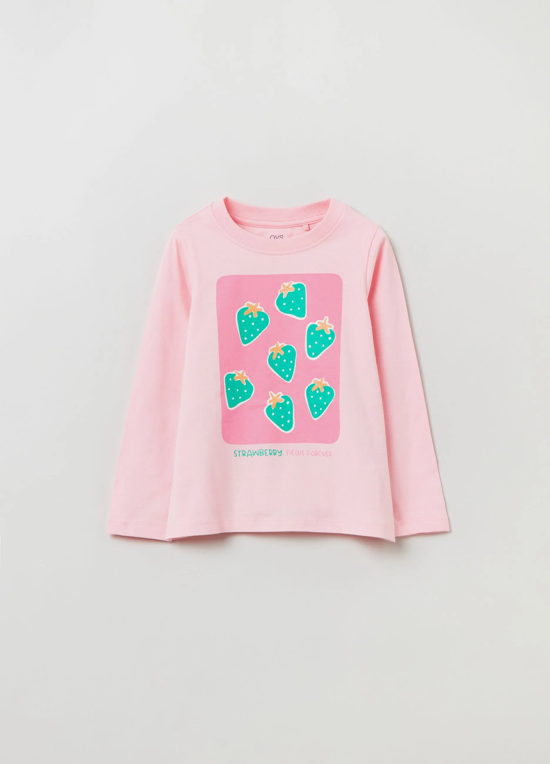 T-shirt a maniche lunghe stampa fragole