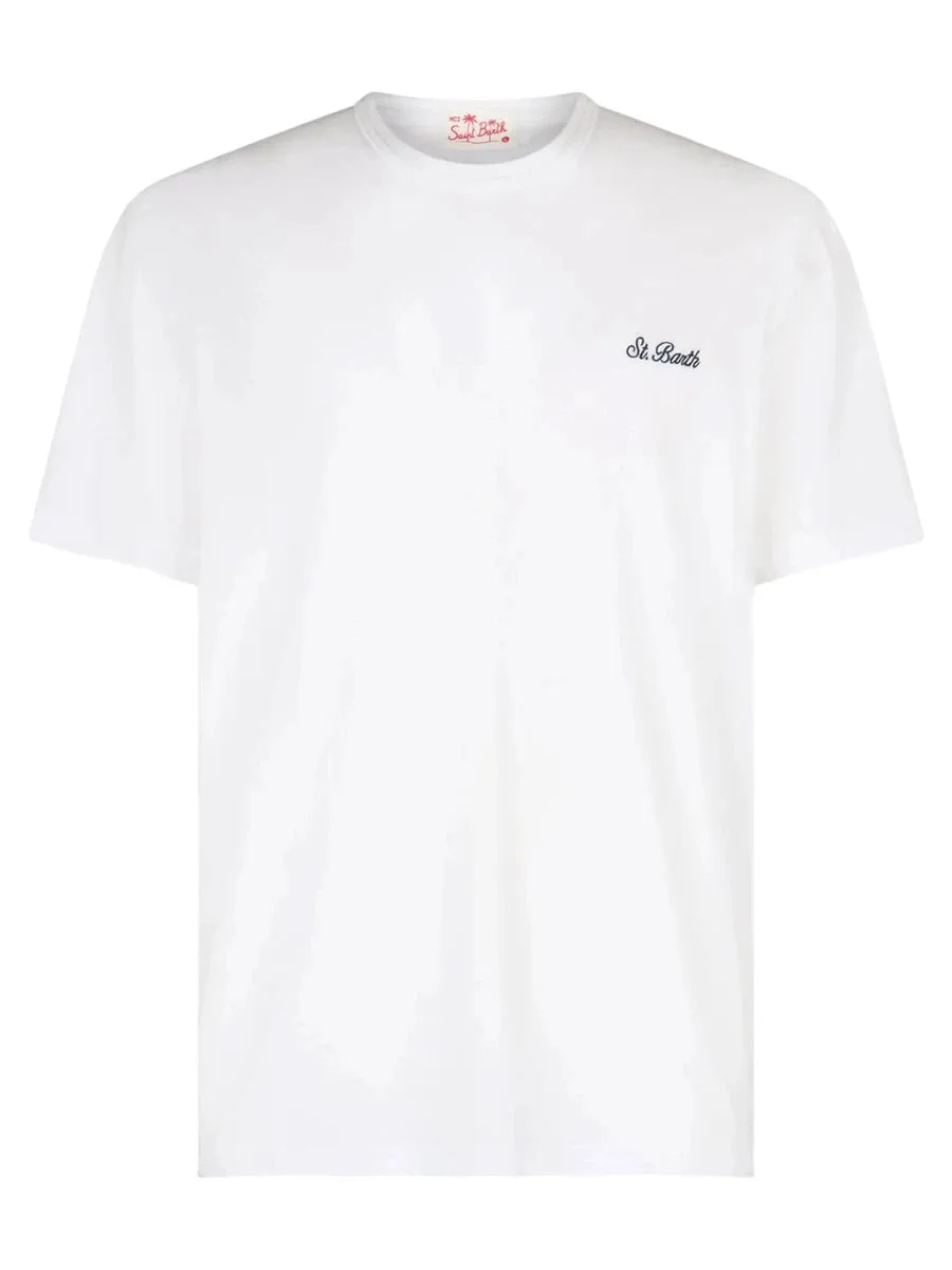 T-shirt Dover in Cotone Bianco con Ricamo St. Barth