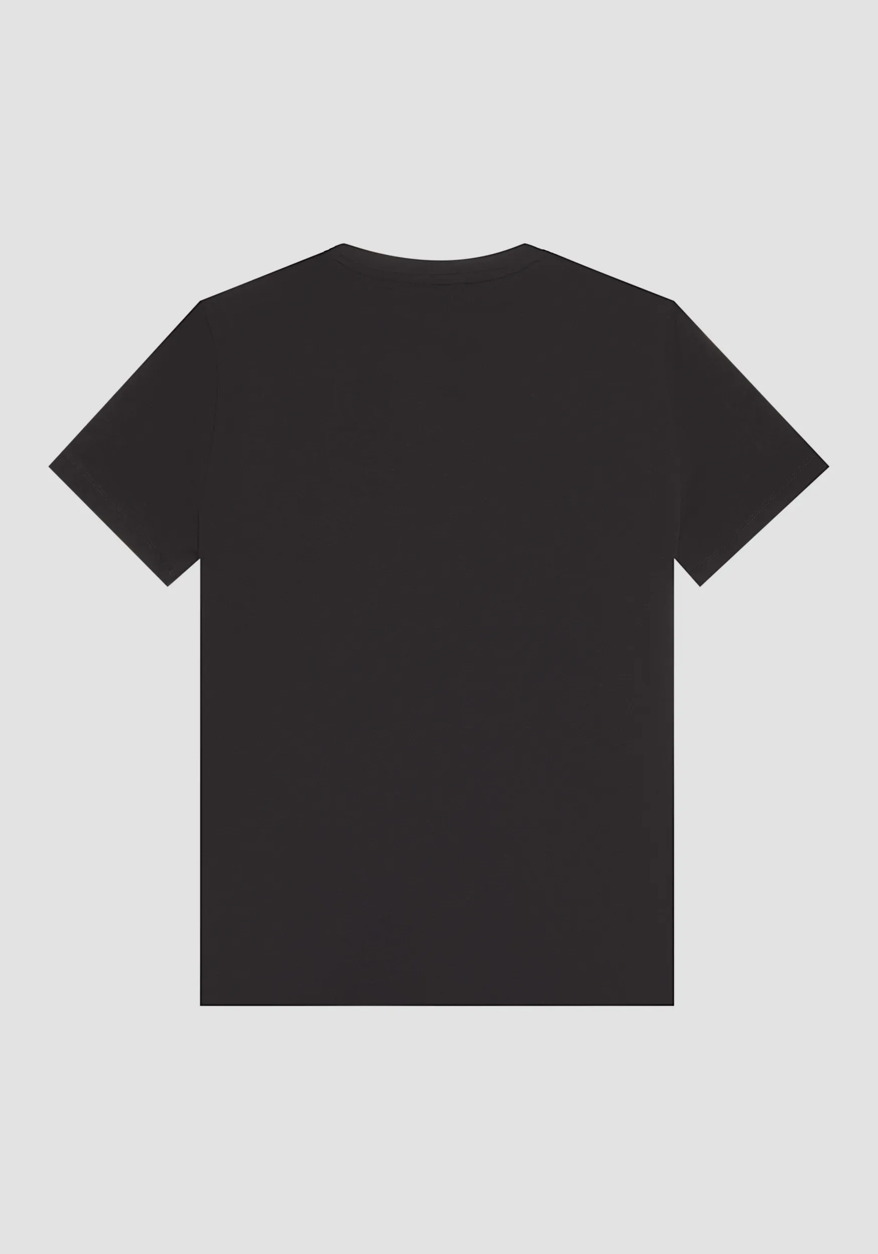T-SHIRT SUPER SLIM FIT IN COTONE ELASTICIZZATO CON STAMPA LOGO GOMMATA