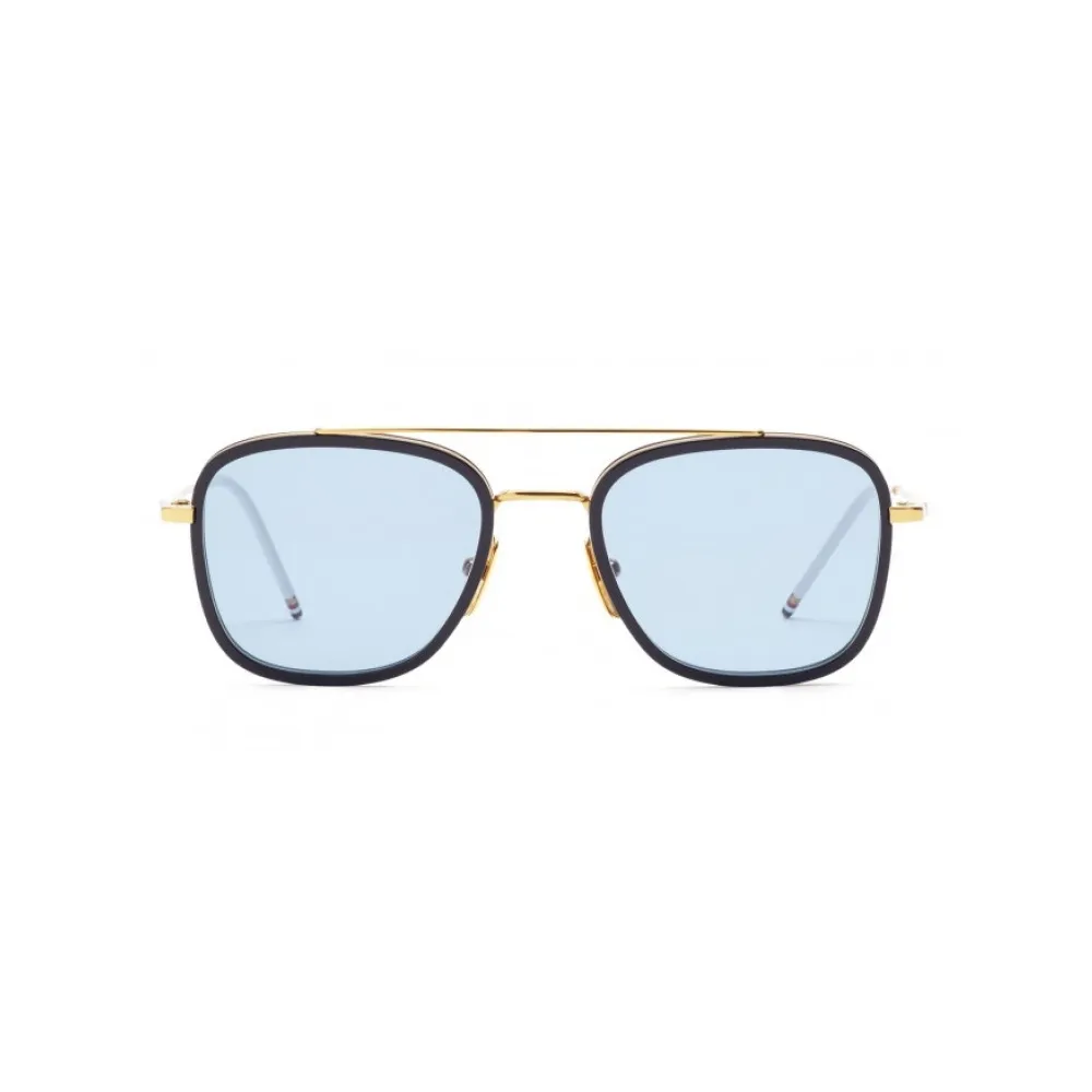 Thom Browne - Occhiali da Sole Aviatore Blu Scuro e Oro - Thom Browne Eyewear