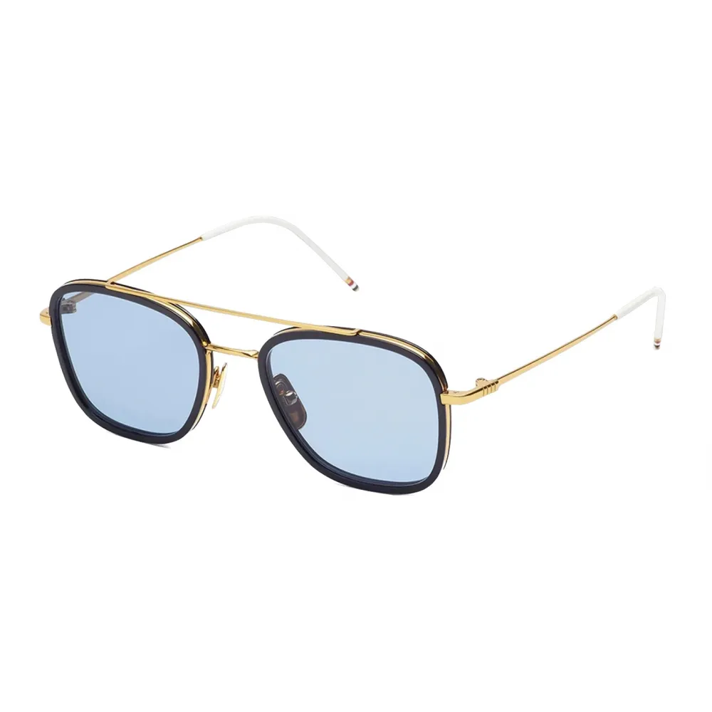 Thom Browne - Occhiali da Sole Aviatore Blu Scuro e Oro - Thom Browne Eyewear