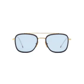 Thom Browne - Occhiali da Sole Aviatore Blu Scuro e Oro - Thom Browne Eyewear