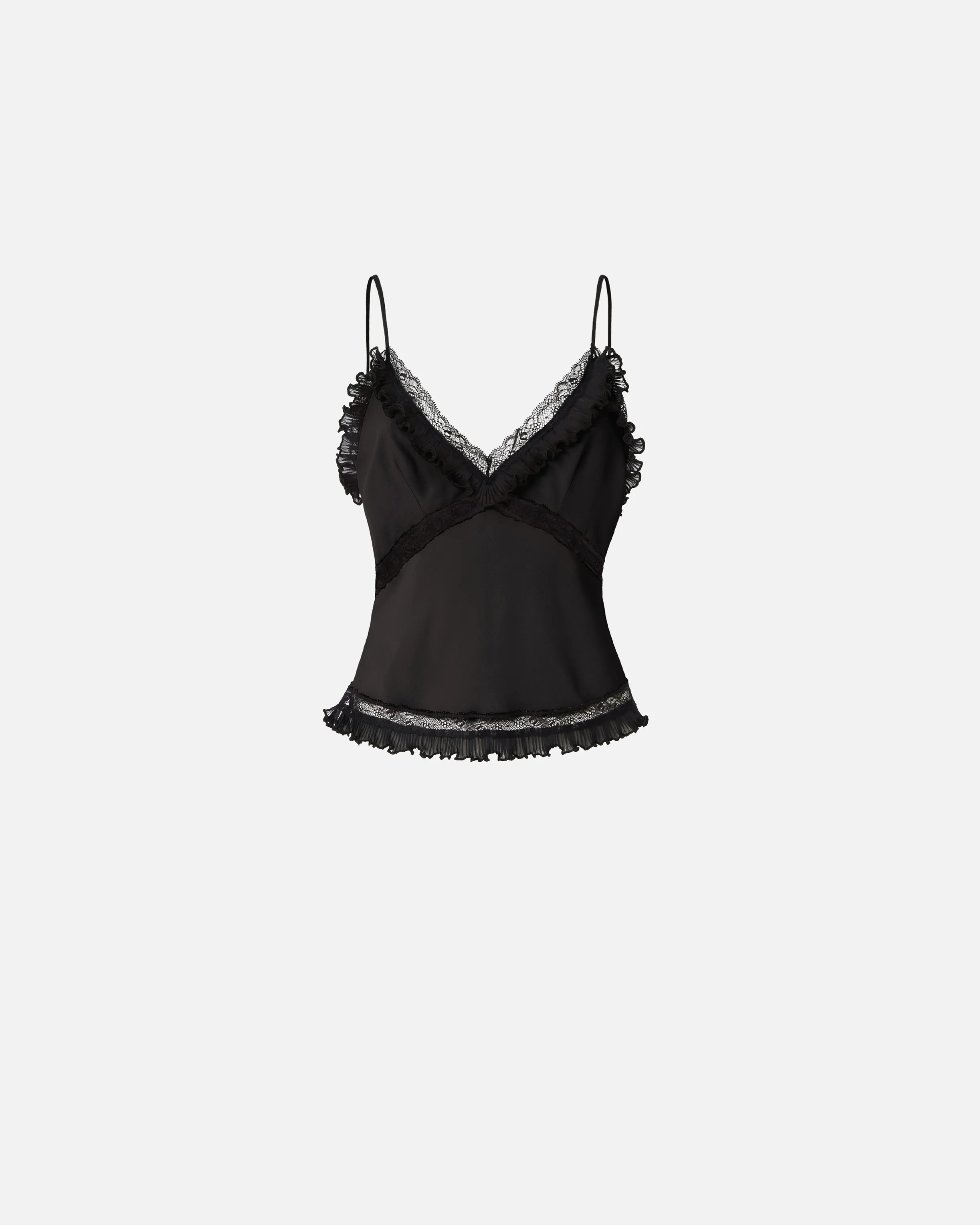  Top spalline sottili crêpe misto seta    