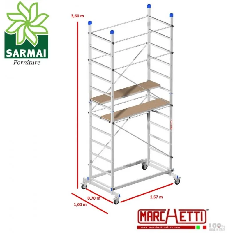 Trabattello alluminio Marchetti ZEUS Impalcatura ponteggio H. 3,6 m