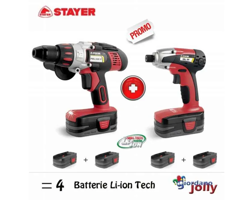 Trapano a batteria con avvitatore ad impulsi pbl 320 pk isl 20k Stayer 